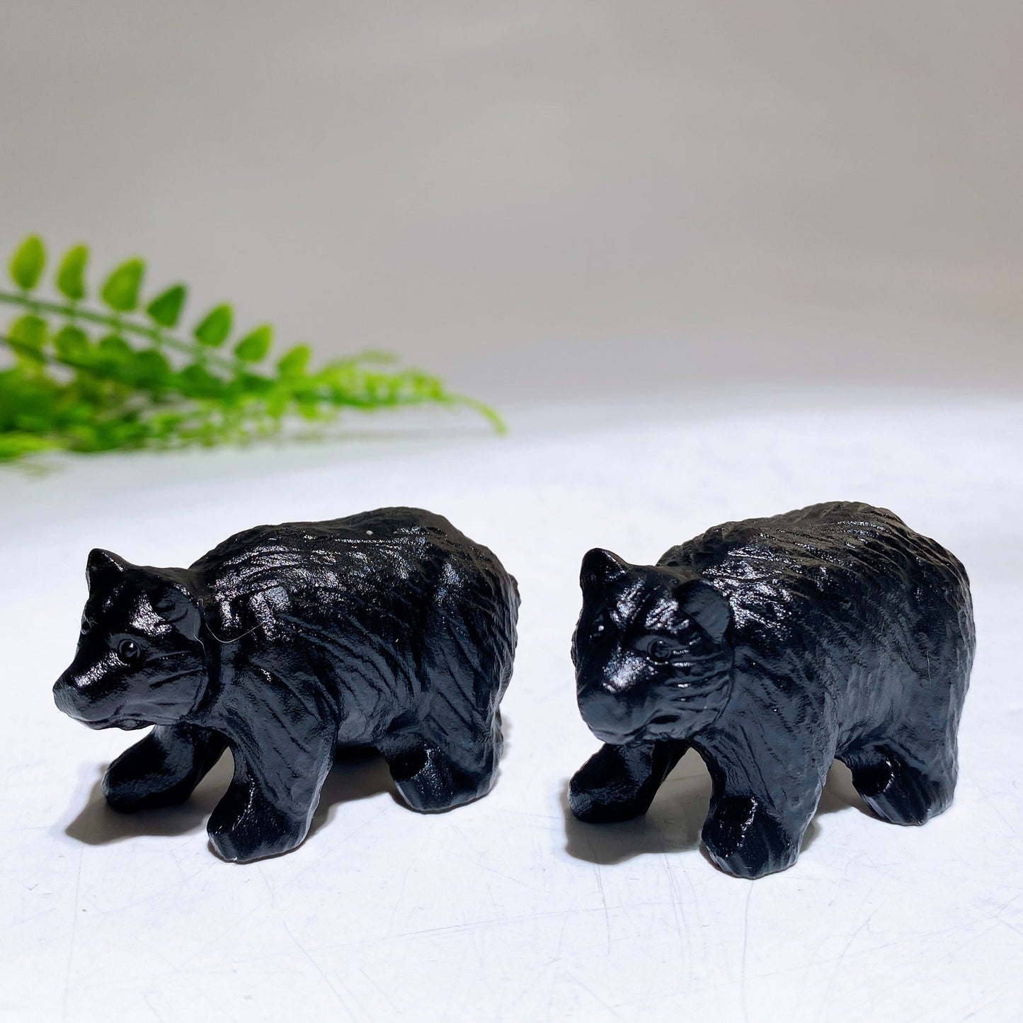 2.0" Natural Black Obsidian Bear Carving Wholesale