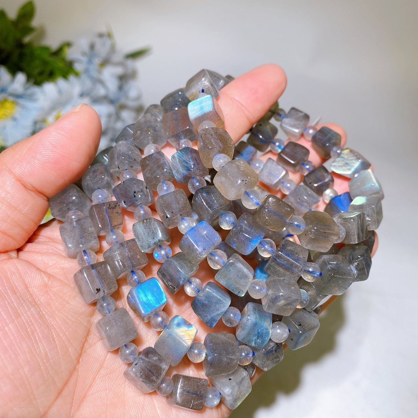 8mm Labradorie Cube Bracelet Crystal Healing Bulk Wholesale