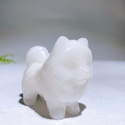2.2" Naturla Crystal Pomeranian Dog Carving Wholesale