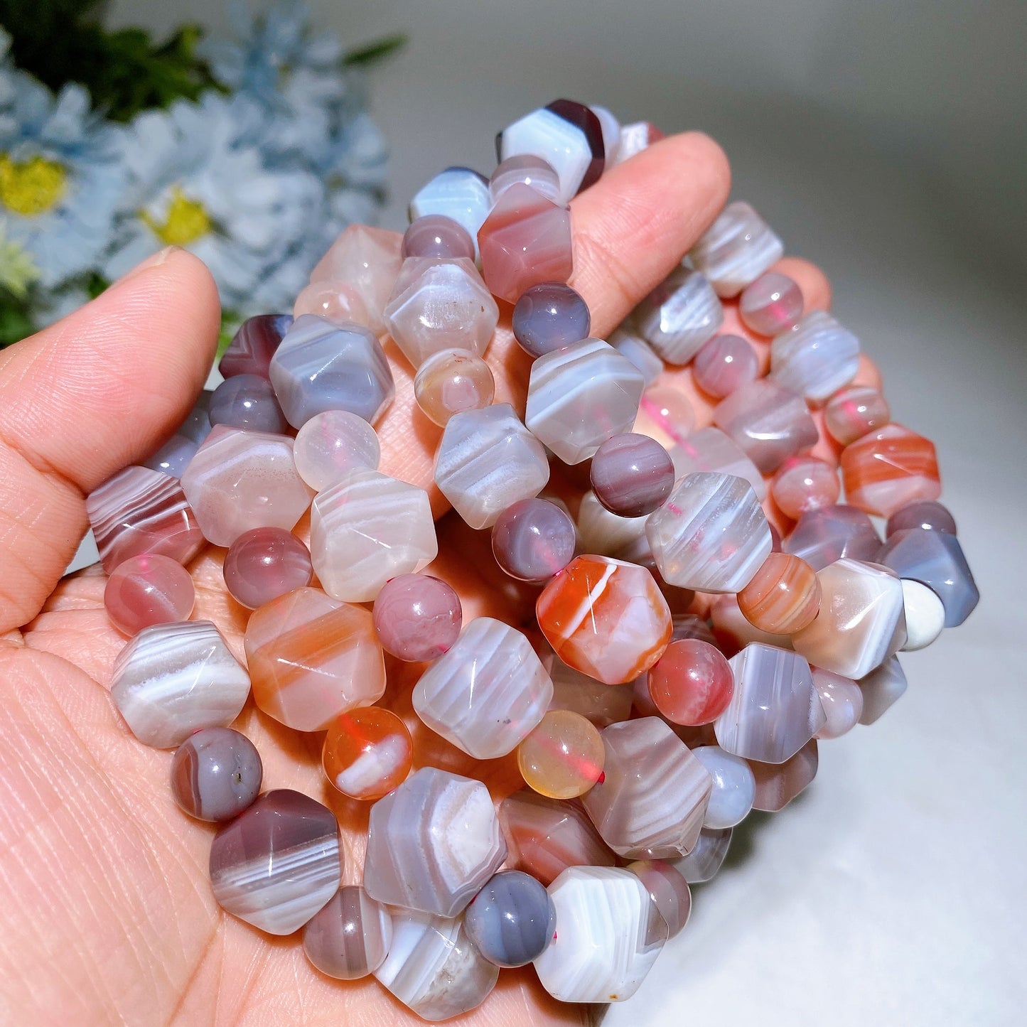 Faceted Polygon Natural Botswana Bracelet Crystal Healing Bulk Wholesale