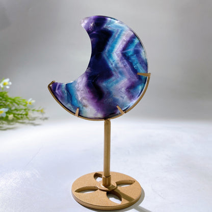 Rainbow Fluorite Moon Carving with Stand Wholesale