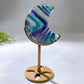 Rainbow Fluorite Moon Carving with Stand Wholesale