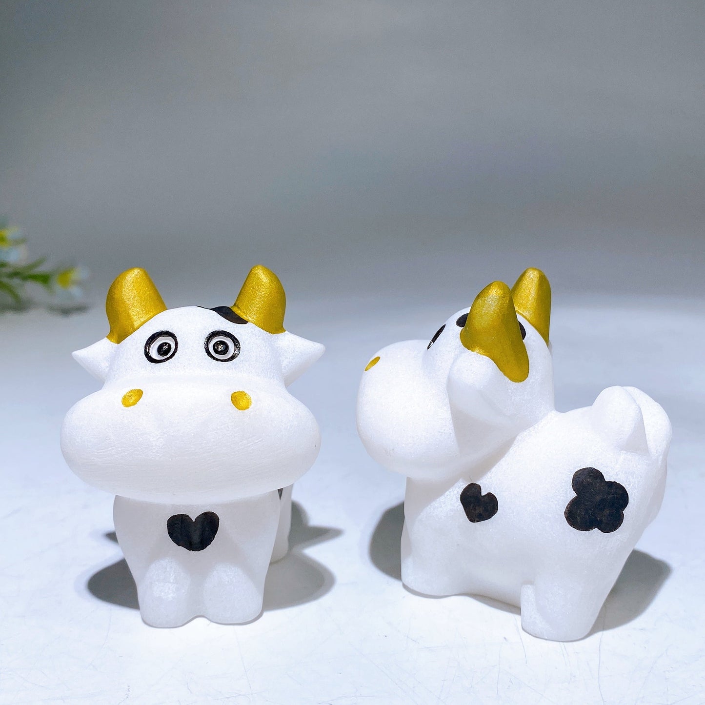 2.4" White Jade Cow Carving For Decoration Wholesale