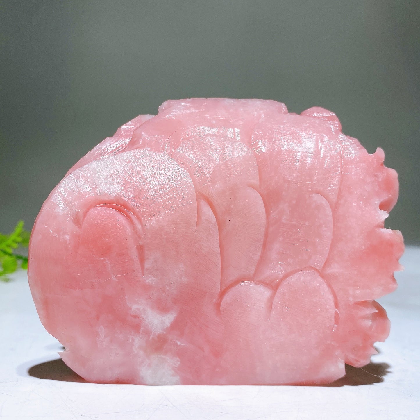 3.6" Unique Hand Carved Natural Pink Opal Bird Peony Free Form Wholesale