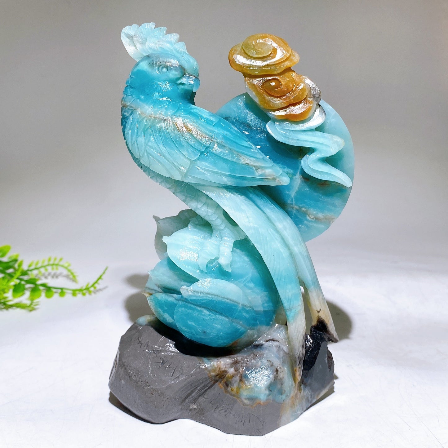 Hand Carved Unique Natural Caribbean Calcite Parrot Peony Cloud Free Form Wholesale