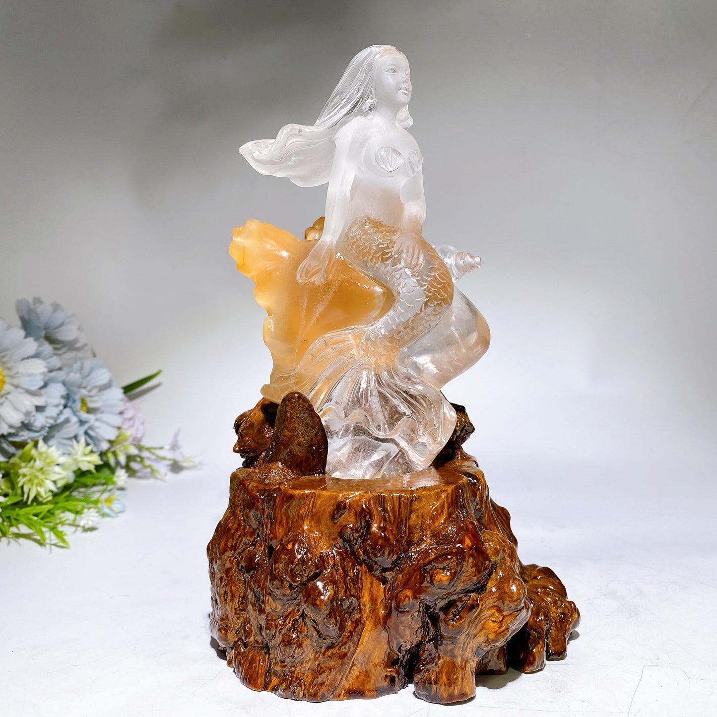 Unique Clear Quartz Mermaid Carving Crystal Healing Bulk Wholesale
