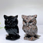 3.1" Natural Black Obsidian Yooperlite Owl Carving Wholesale