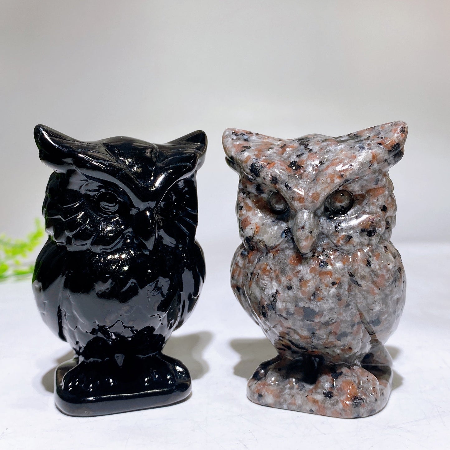 3.1" Natural Black Obsidian Yooperlite Owl Carving Wholesale