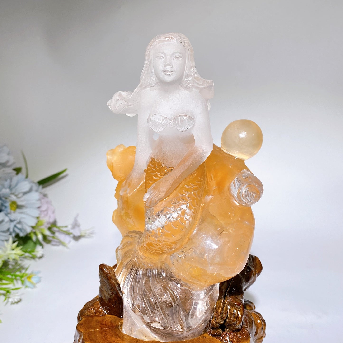 Unique Clear Quartz Mermaid Carving Crystal Healing Bulk Wholesale