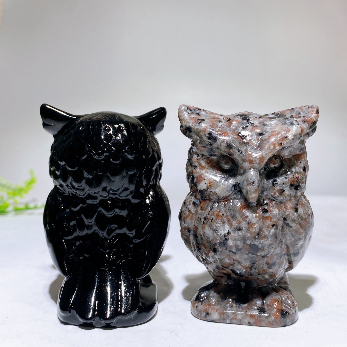 3.1" Natural Black Obsidian Yooperlite Owl Carving Wholesale