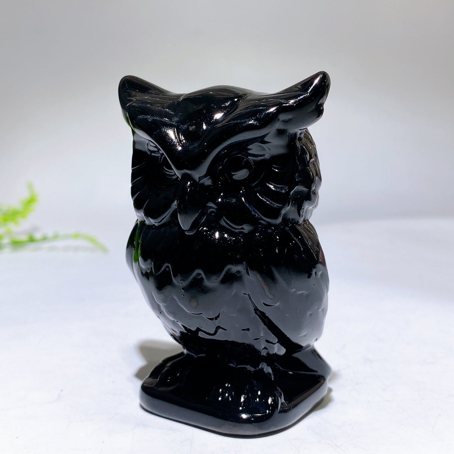 3.1" Natural Black Obsidian Yooperlite Owl Carving Wholesale