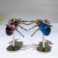 Natural Fluorite Blue Apatite Spider Carving with Fixed Metal Display Stand Wholesale