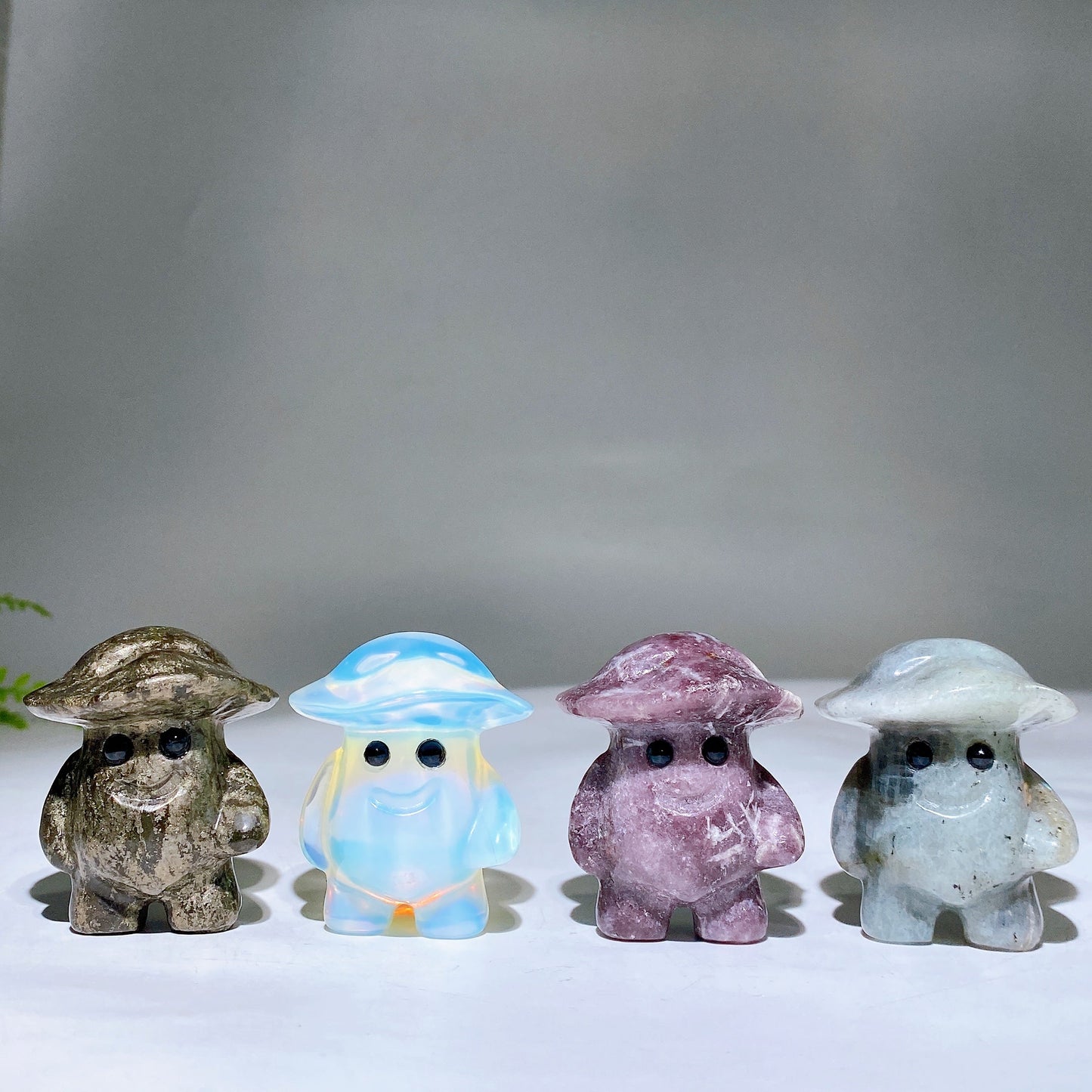 1.9" Mixed Crystal Mushroom Kid Carving Wholesale