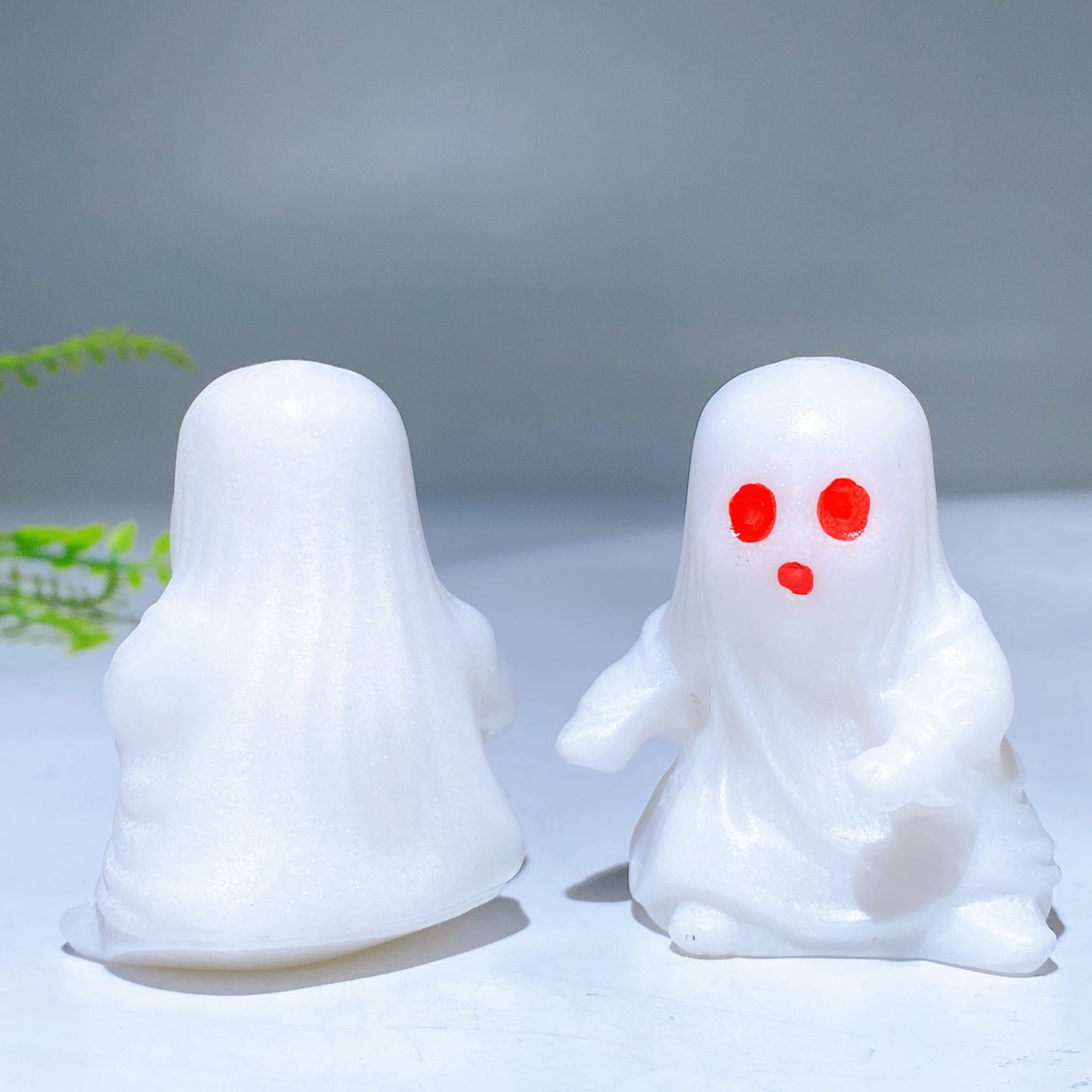 2.3" White Jade Ghost Carving with Skateboard for Halloween Wholesale