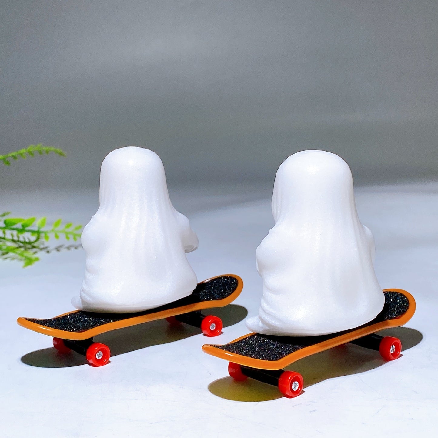 2.3" White Jade Ghost Carving with Skateboard for Halloween Wholesale