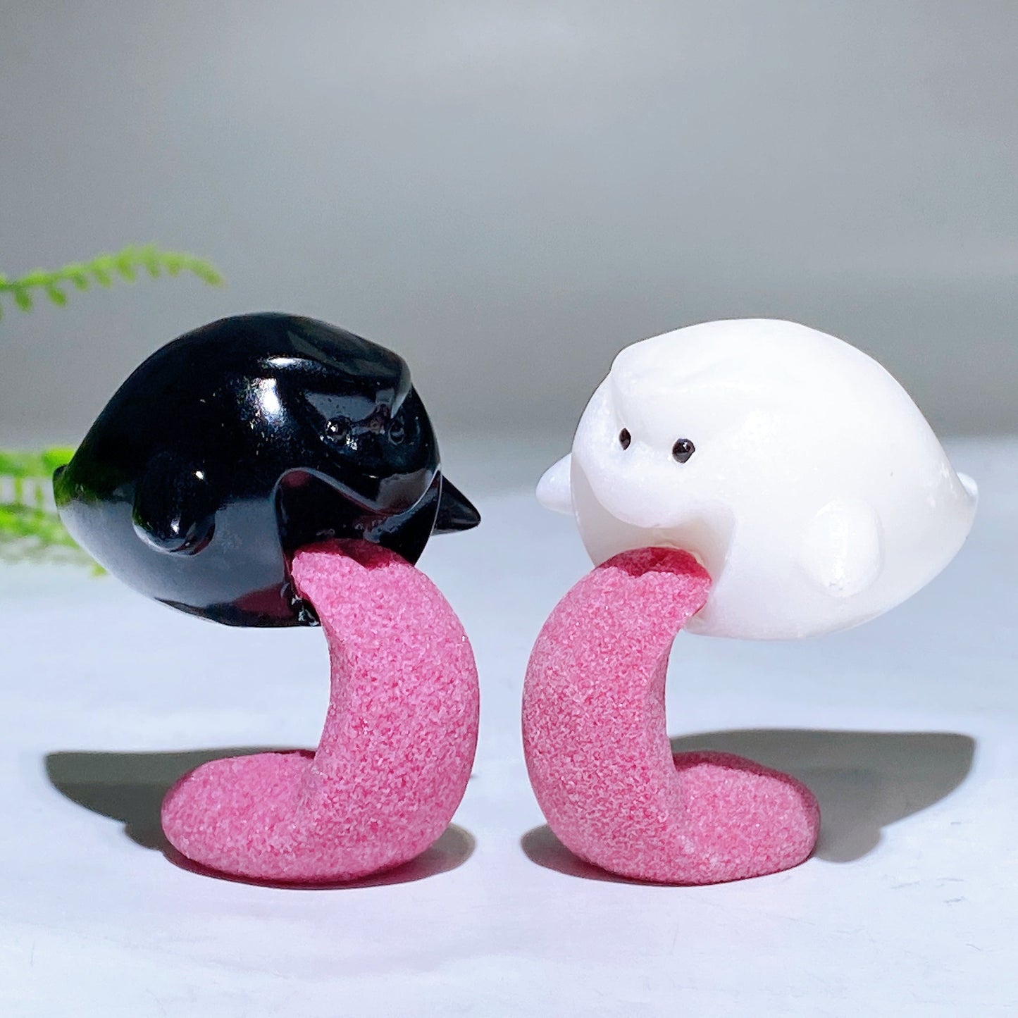 2.3" Black Obsidian White Jade Ghost Carving for Halloween Wholesale