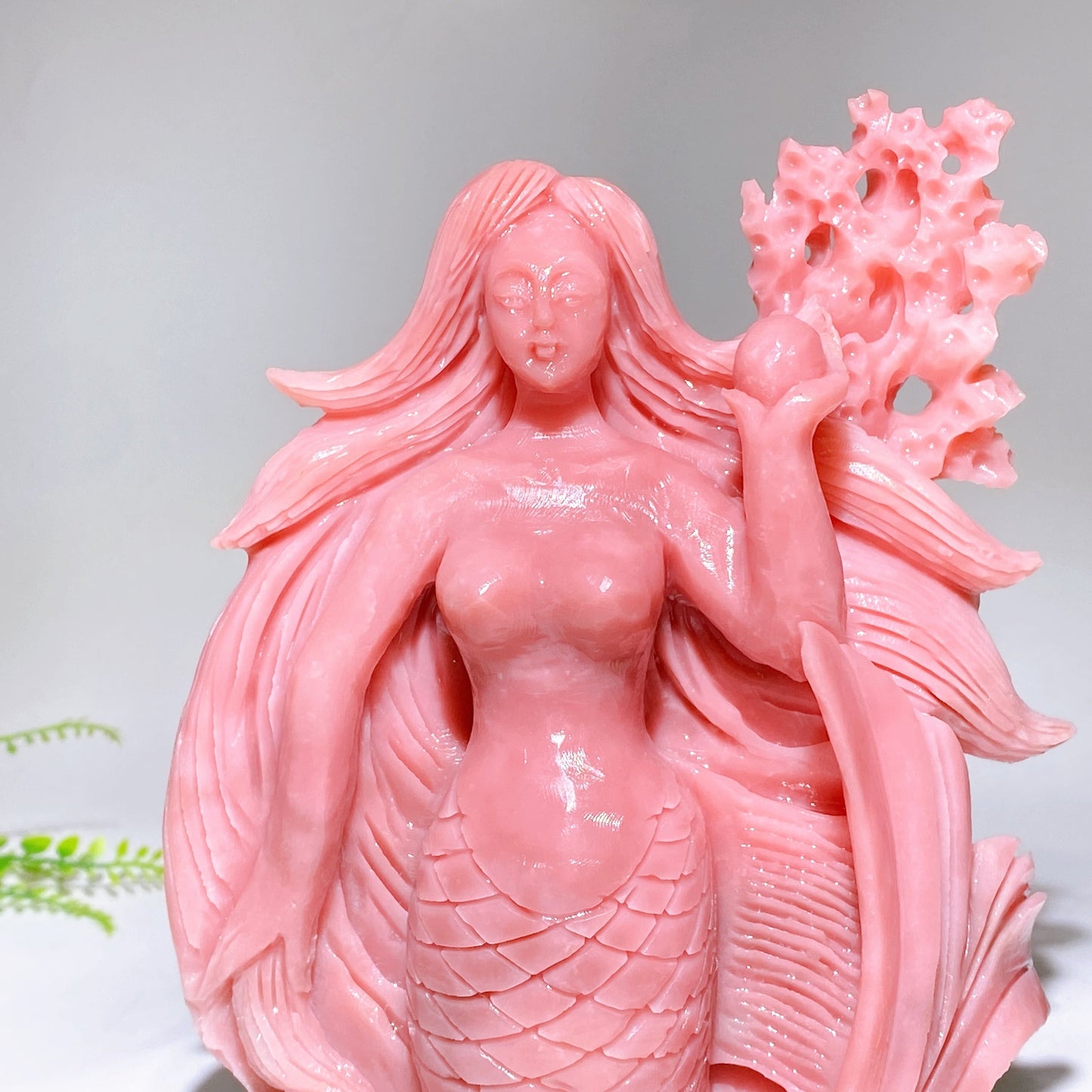 Unique Hand Carved Natural Pink Opal Mermaid Dolphin Coral Wave Free Form Wholesale
