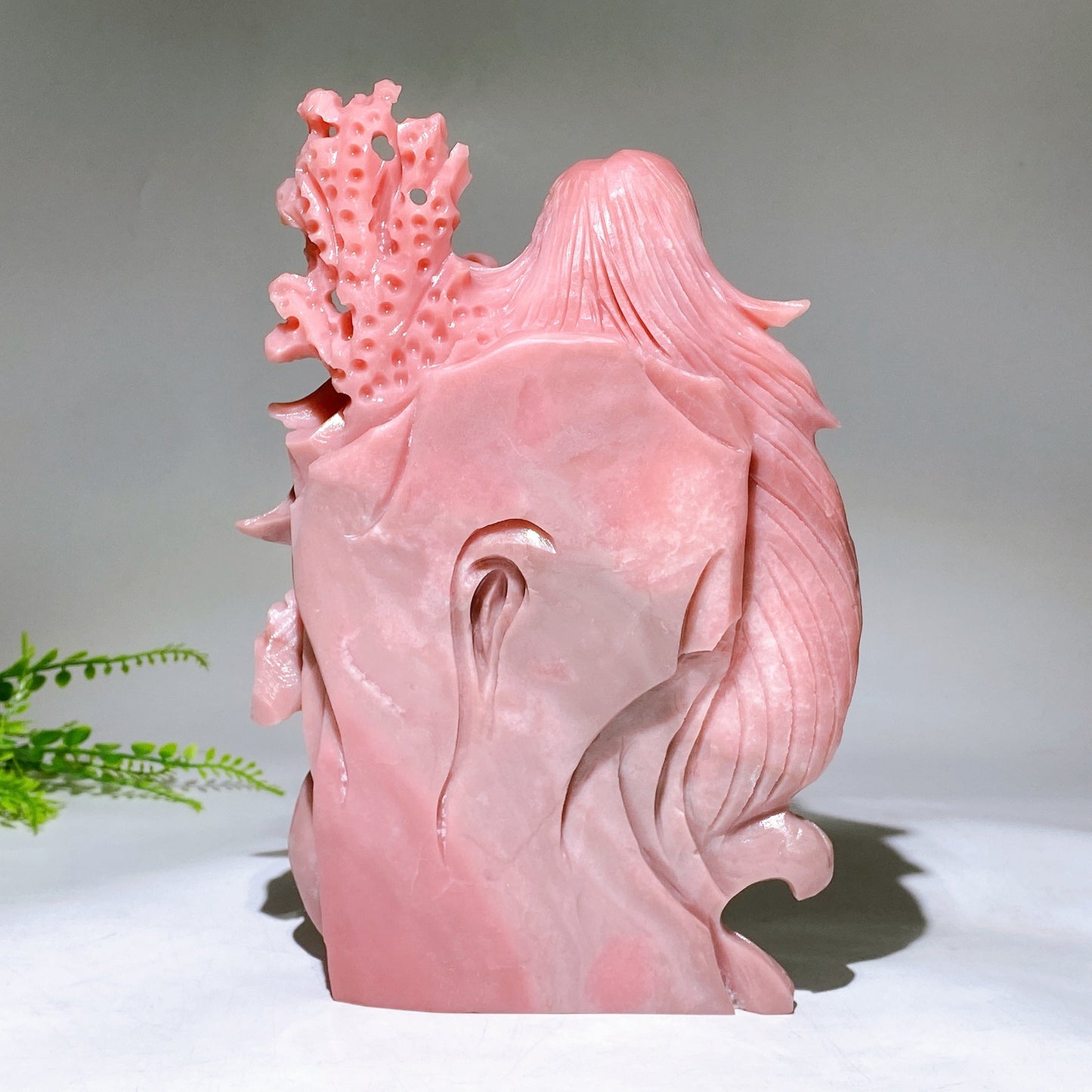 Unique Hand Carved Natural Pink Opal Mermaid Dolphin Coral Wave Free Form Wholesale