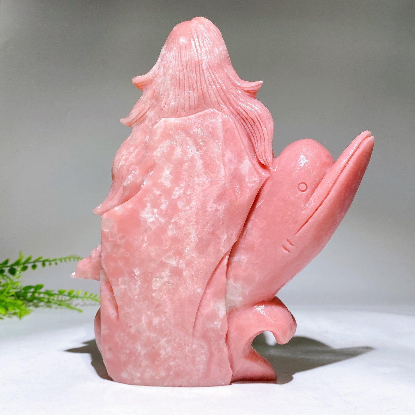 Unique Hand Carved Natural Pink Opal Mermaid Dolphin Coral Wave Free Form Wholesale