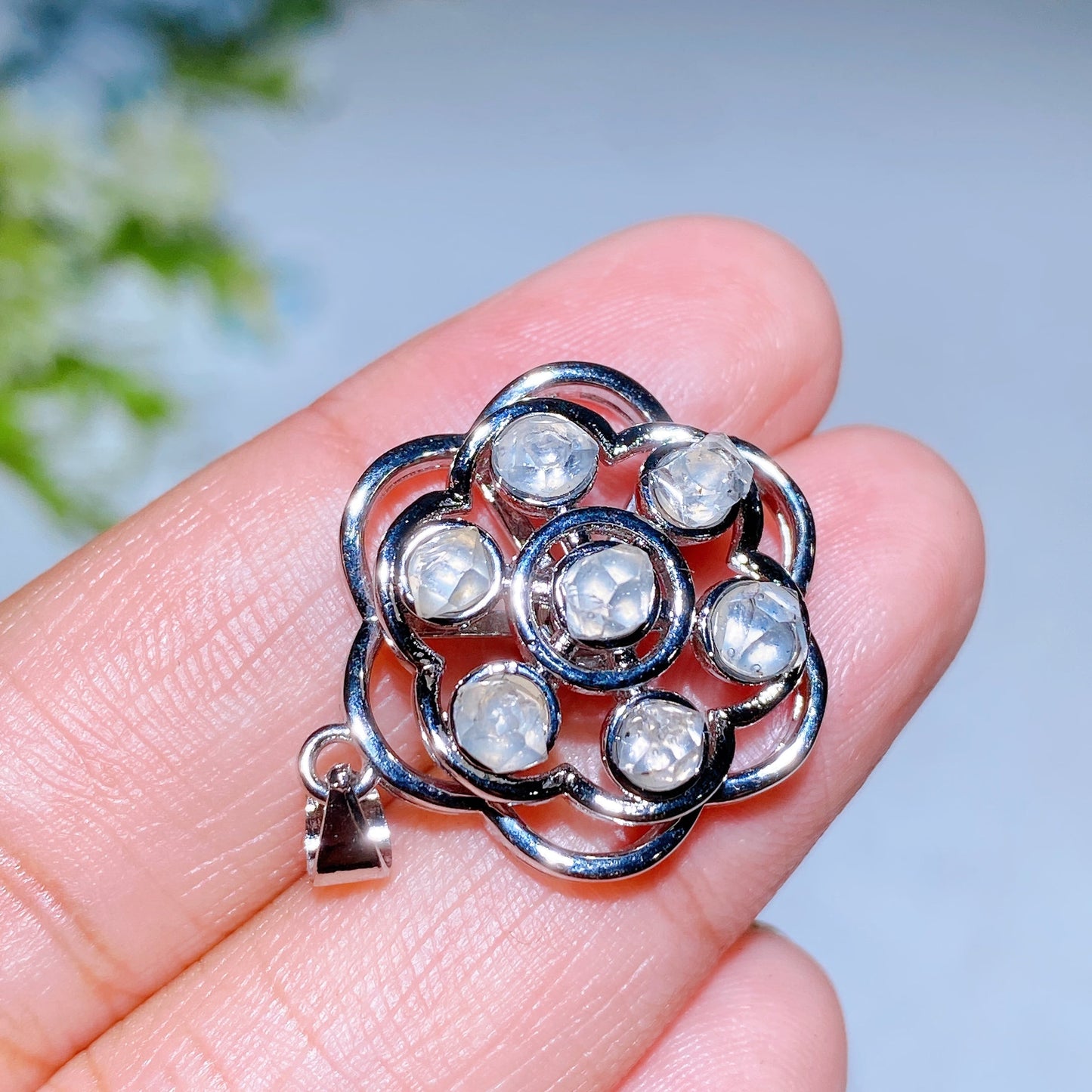 Cooper Silver Plated Herkimer Diamond Spinning Pendant Crystal Healing Bulk Wholesale