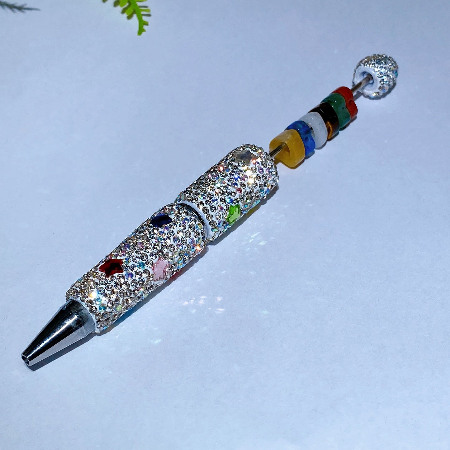 Bling Rhinestone DIY Beadable Twist Ballpoint Pen with Natural Crystal Bead Wholesale