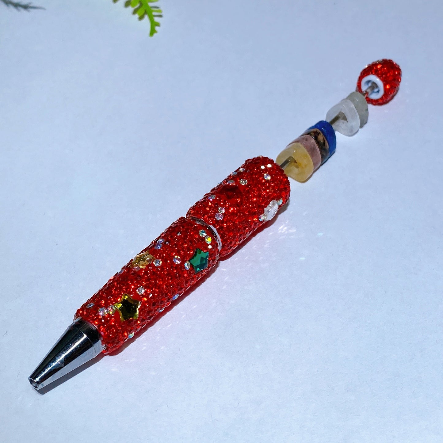 Bling Rhinestone DIY Beadable Twist Ballpoint Pen with Natural Crystal Bead Wholesale