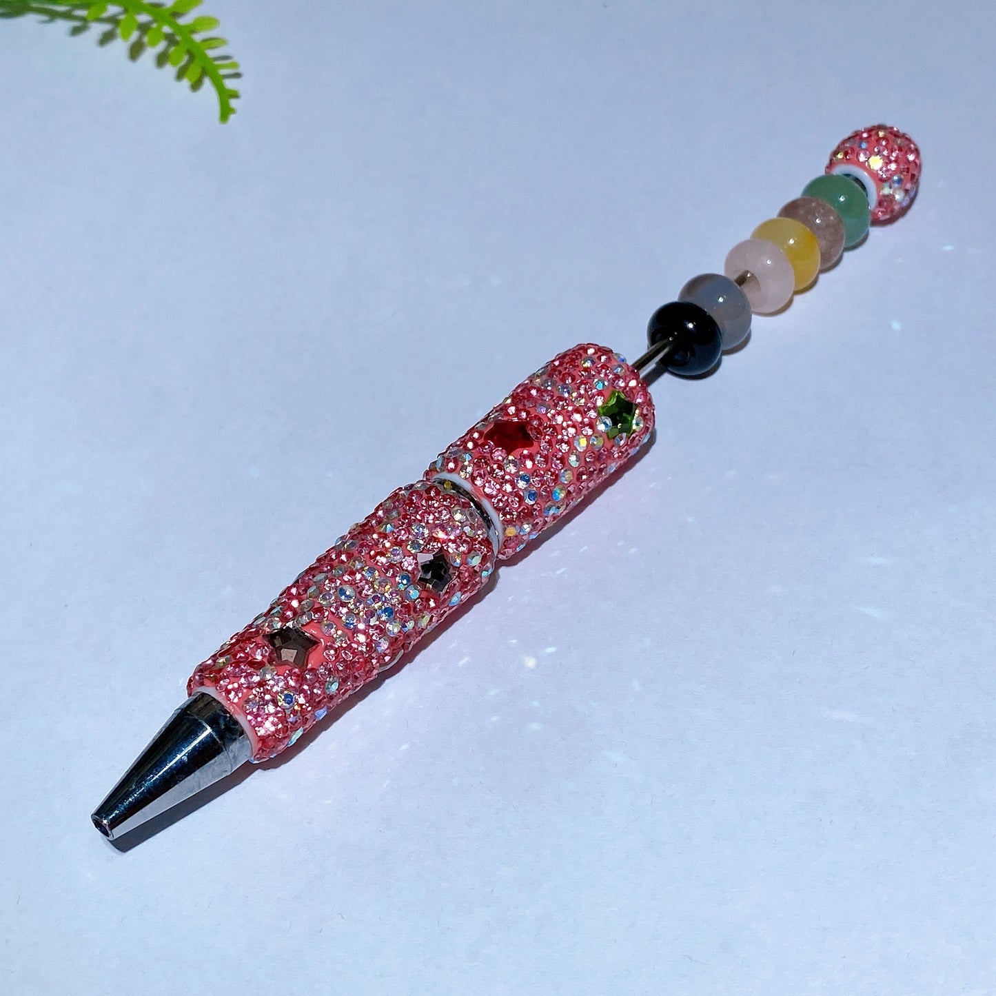 Bling Rhinestone DIY Beadable Twist Ballpoint Pen with Natural Crystal Bead Wholesale