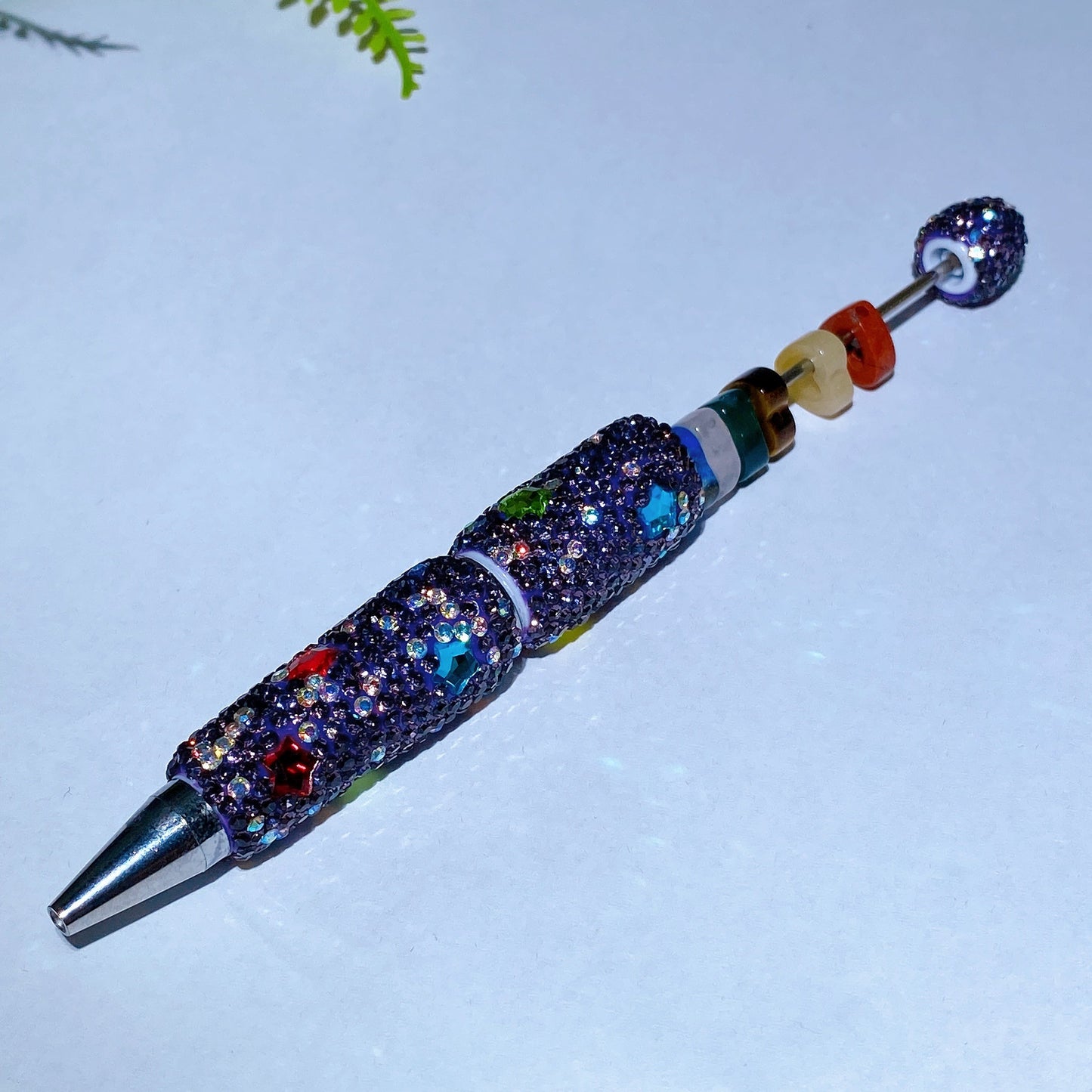 Bling Rhinestone DIY Beadable Twist Ballpoint Pen with Natural Crystal Bead Wholesale