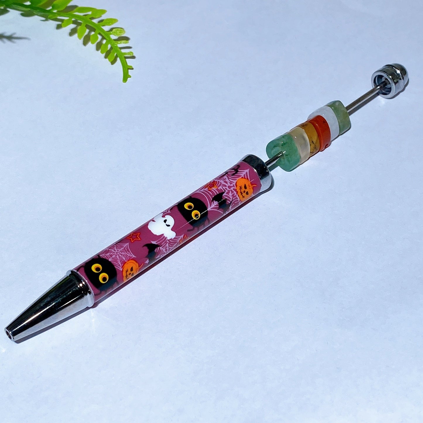 Twist Ballpoint Pen with Natural Crystal Beads for Halloween Christmas Wholesale