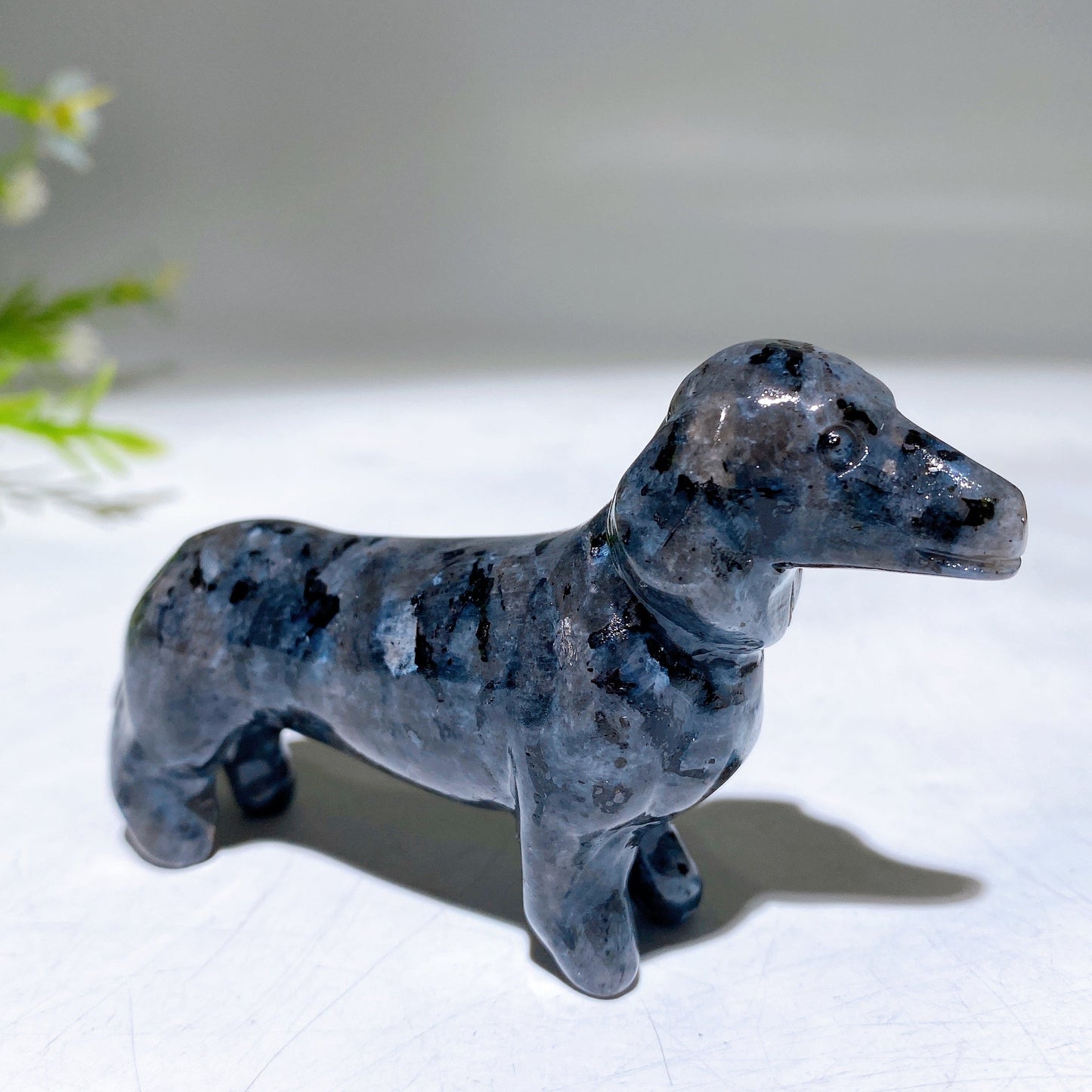 3.1" Natural Crystal Sausage Dog Carving Wholesale