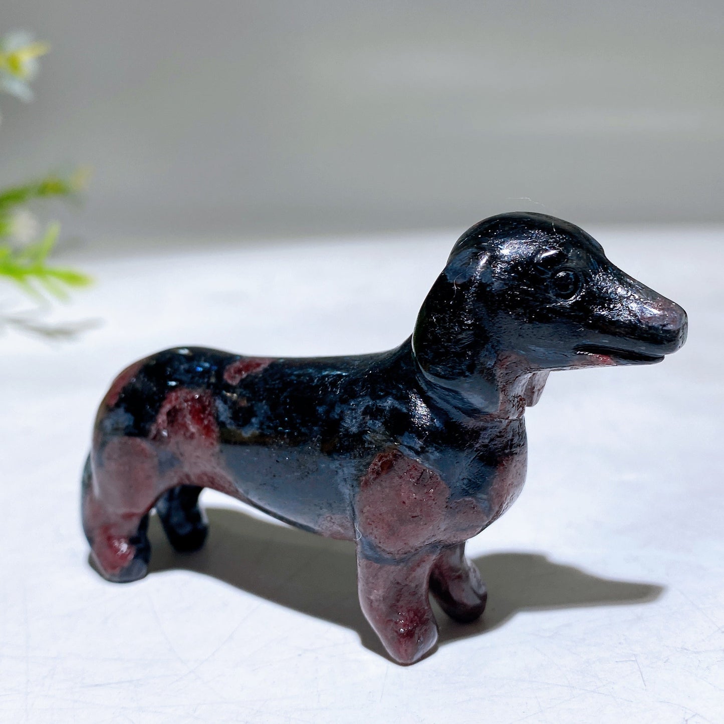 3.1" Natural Crystal Sausage Dog Carving Wholesale