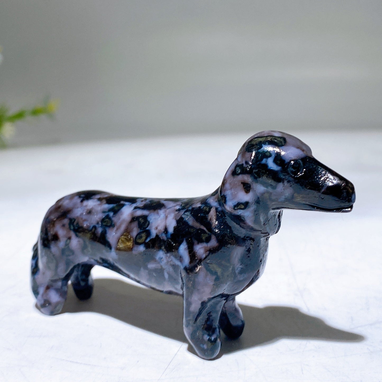 3.1" Natural Crystal Sausage Dog Carving Wholesale