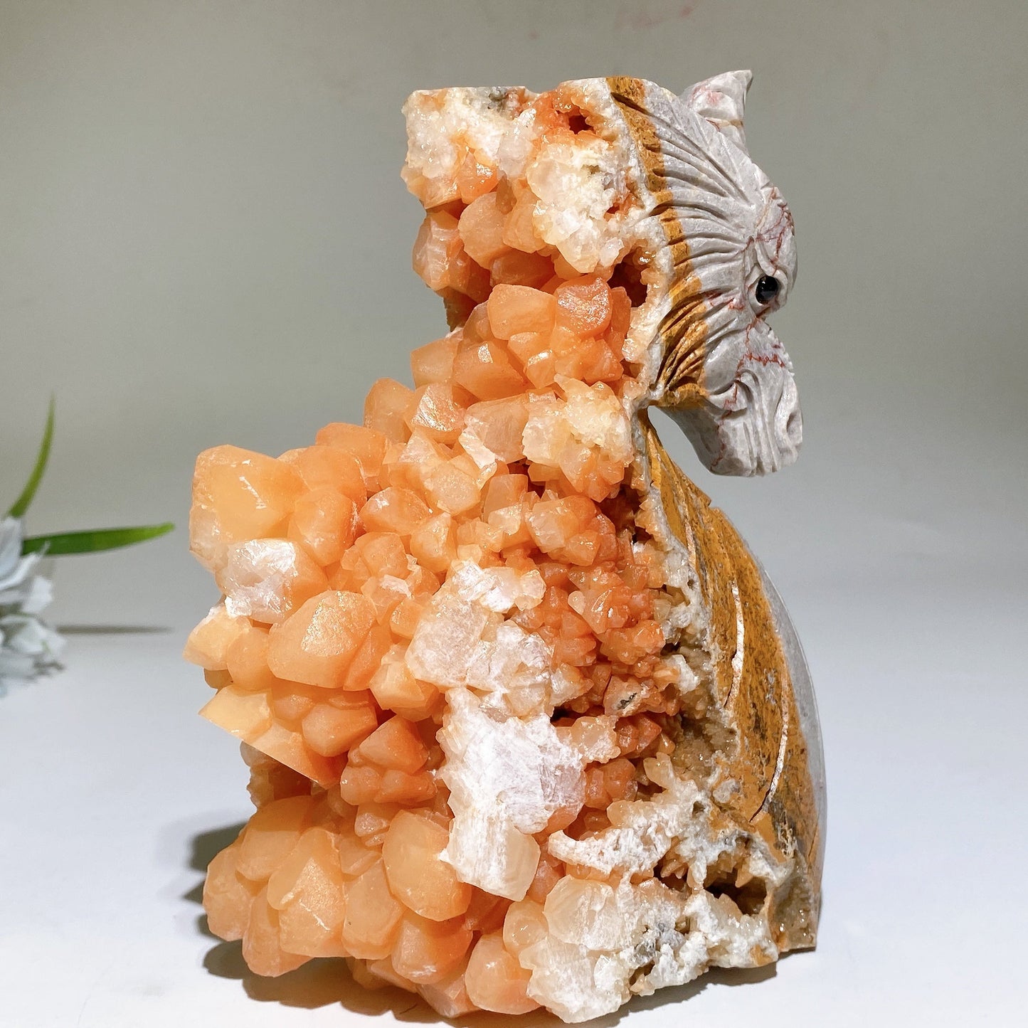 15.5cm Unique Calcite Cluster Dragon Carving Crystal Healing Bulk Wholesale