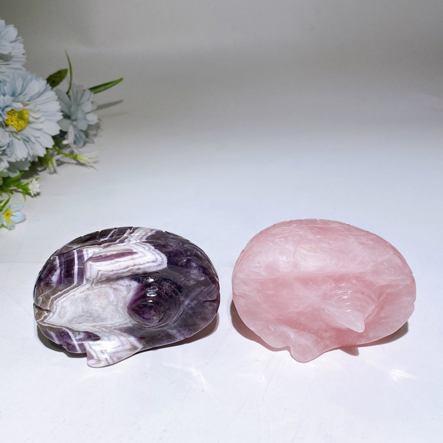 3.6" Dream Amethyst Rose Quartz Brain Carving Crystal Healing Bulk Wholesale