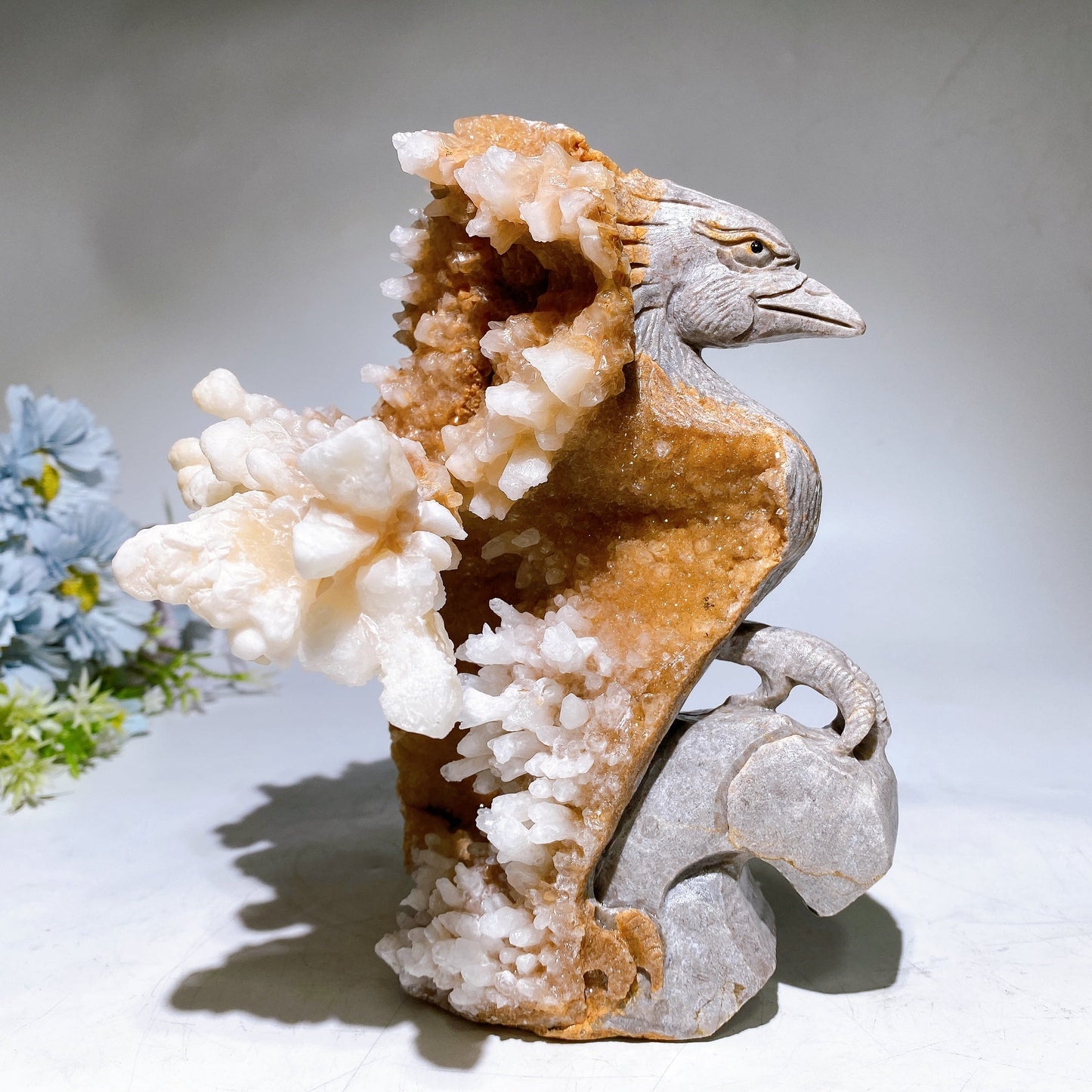 20cm Unique Calcite Cluster Phoenix Carving Crystal Healing Bulk Wholesale