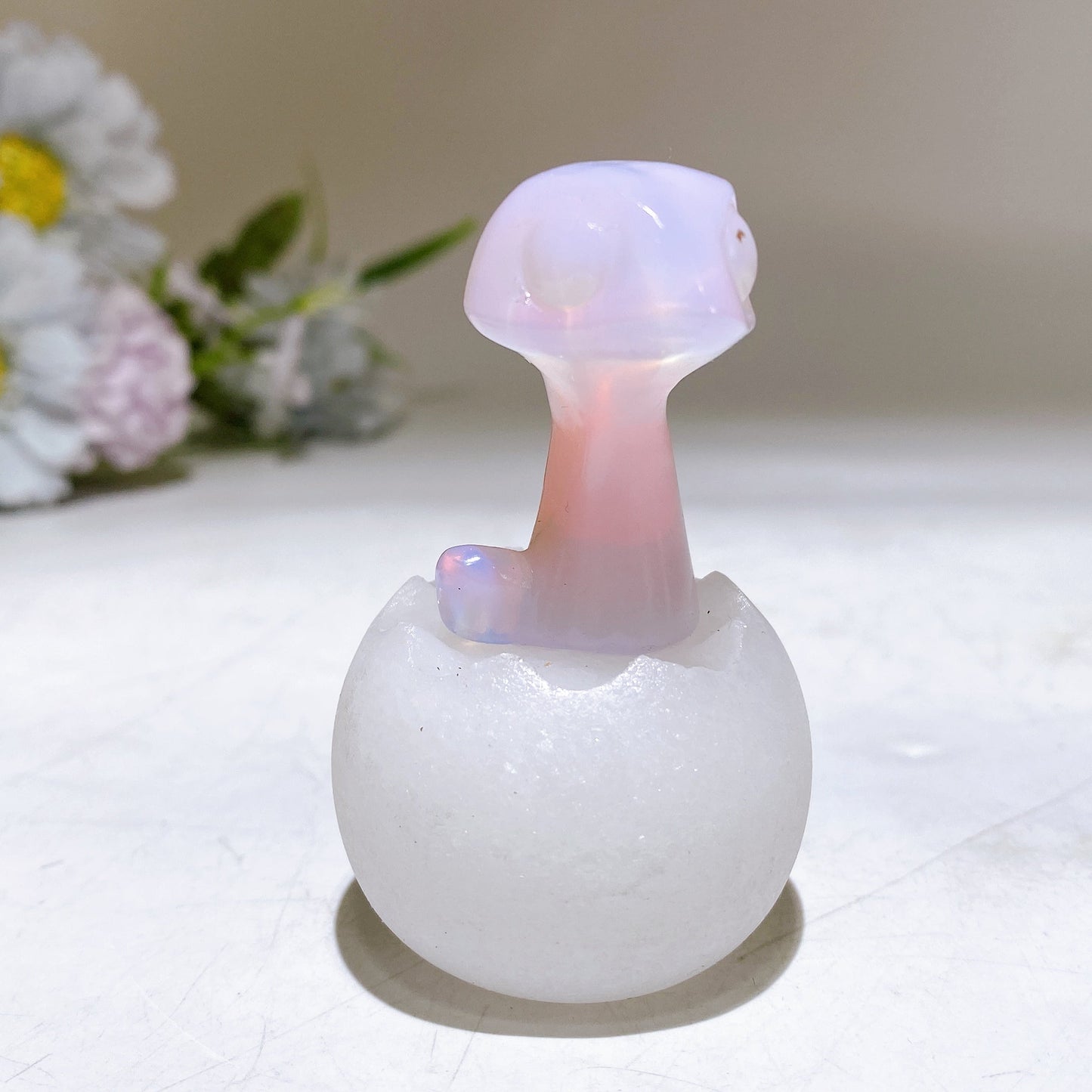 2.6" Crystal Baby Dinosaur White Jade Shell Carving Crystal Healing Bulk Wholesale