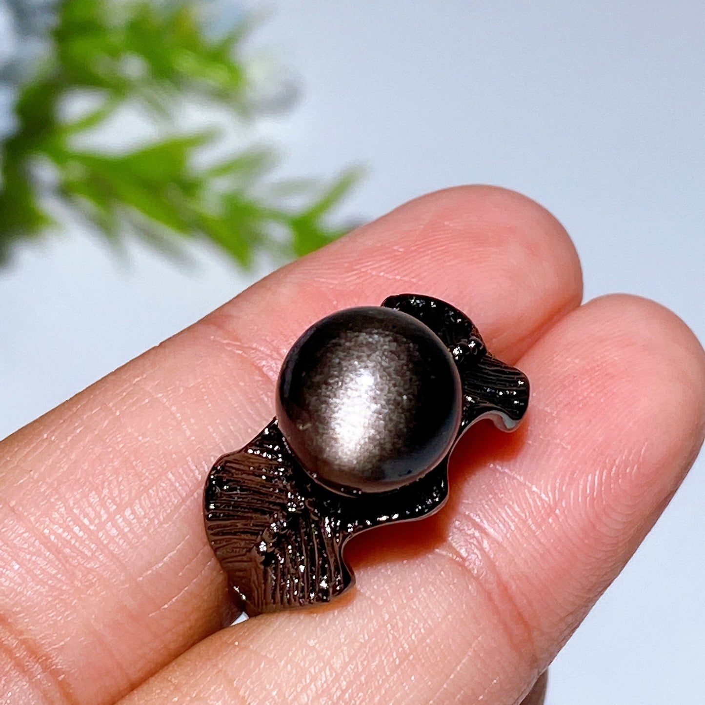 Cooper Silver Plated Silver Obsidian Ring Crystal Healing Bulk Wholesale