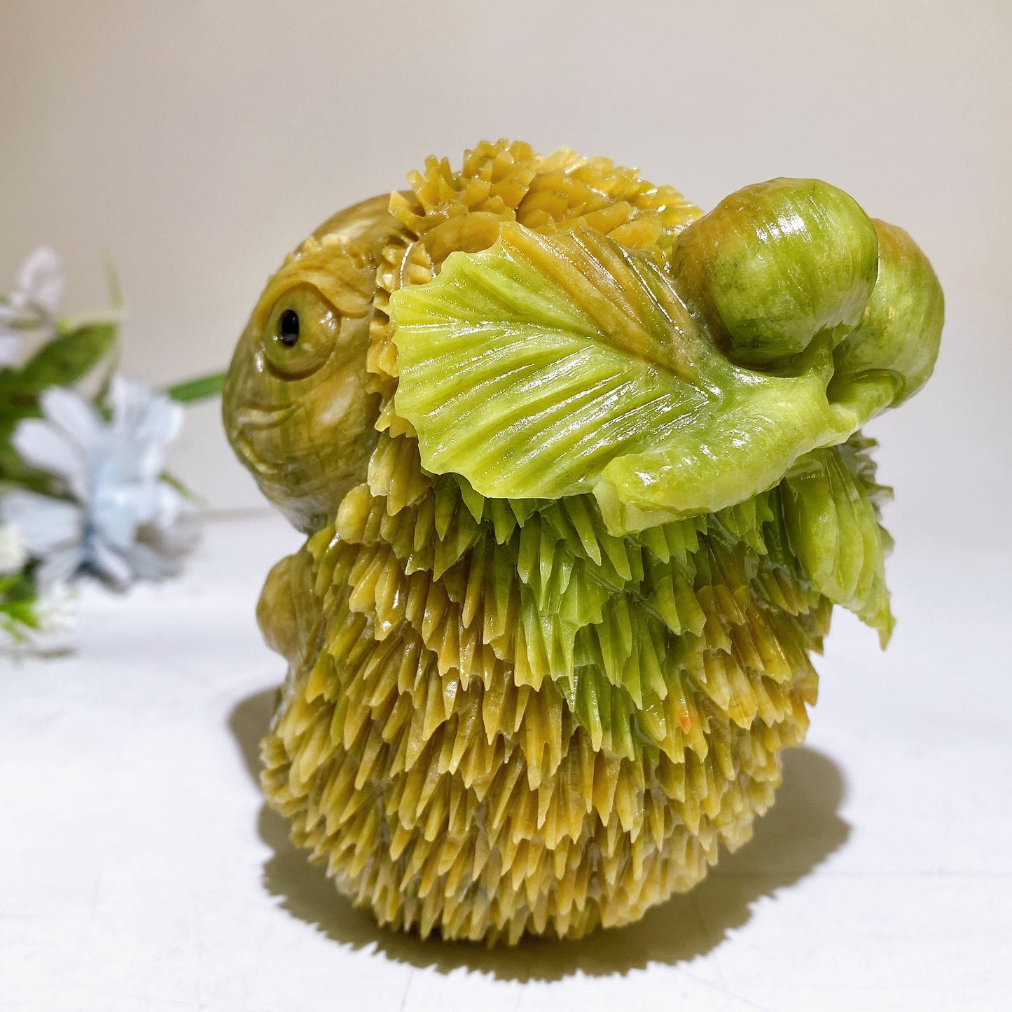 3.8" Lemon Jade Hedgehog Carving Crystal Healing Bulk Wholesale