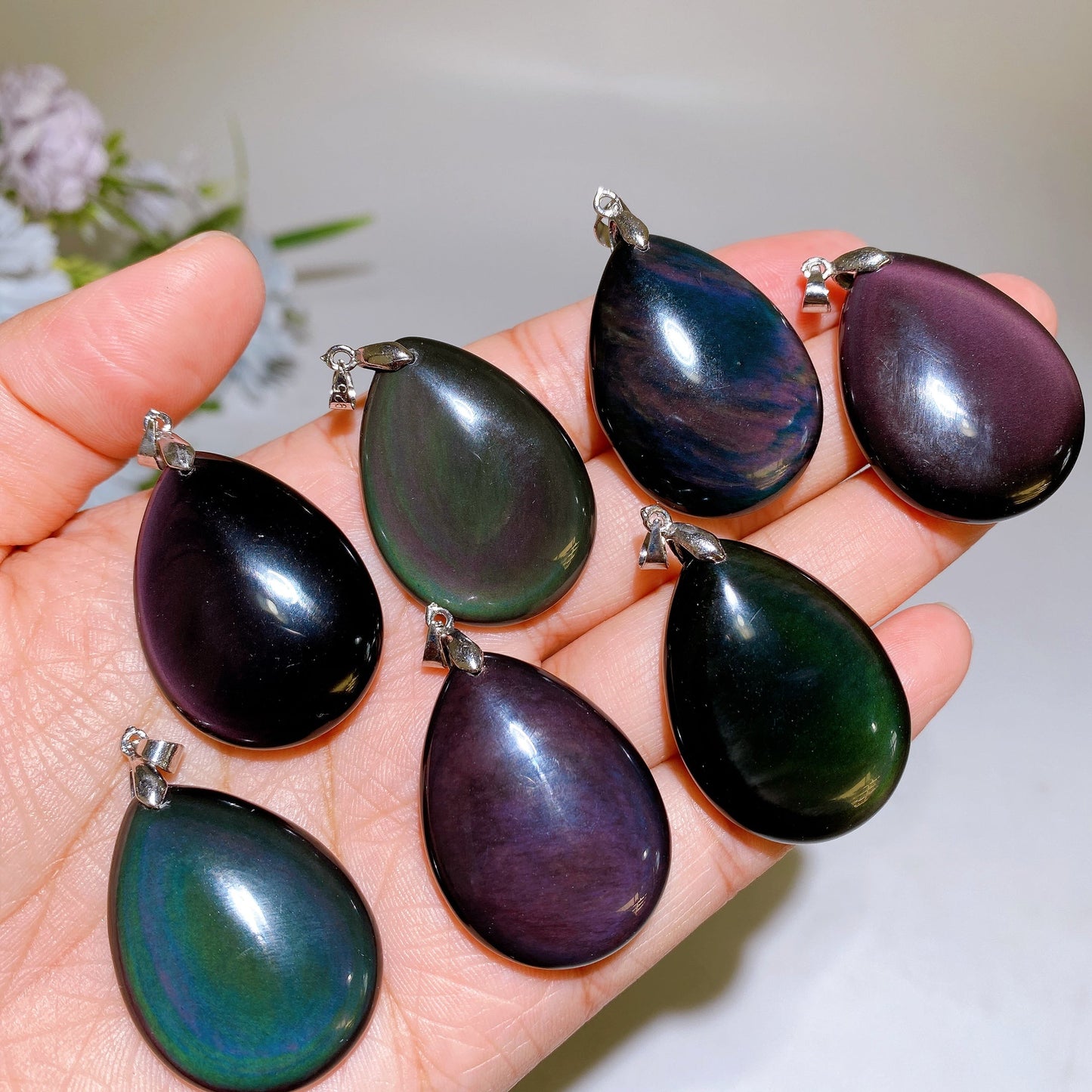 Rainbow Obsidian Drop Pendant Crystal Healing Bulk Wholesale