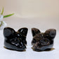 1.4" Silver Obsidian Cat Head Carving Crystal Healing Bulk Wholesale