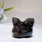 1.4" Silver Obsidian Cat Head Carving Crystal Healing Bulk Wholesale