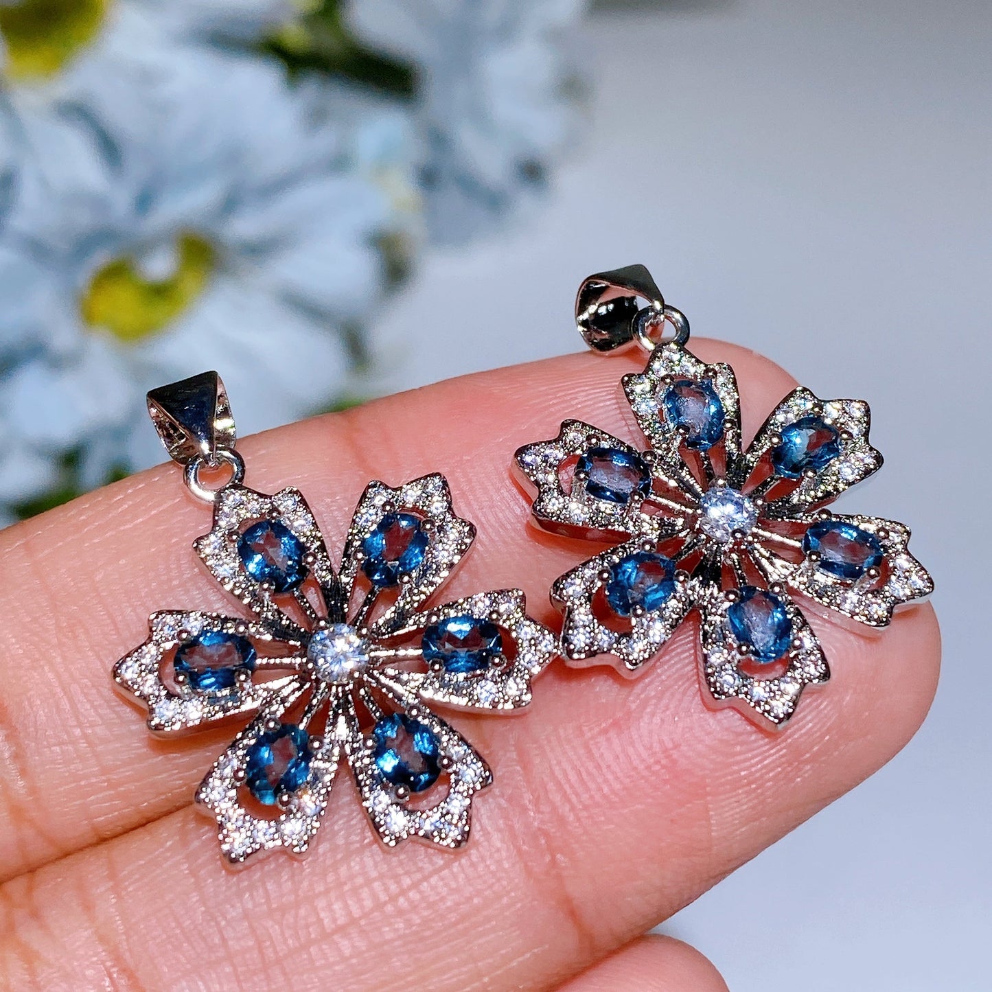 Cooper Silver Plated Blue Topaz Pendant Crystal Healing Bulk Wholesale
