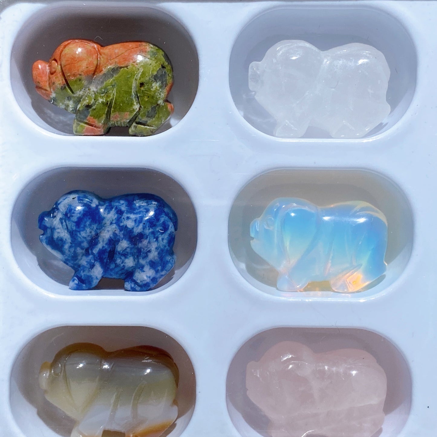 1.0" Crystal Pig Carving Gemstone Box Collection Crystal Healing Bulk Wholesale