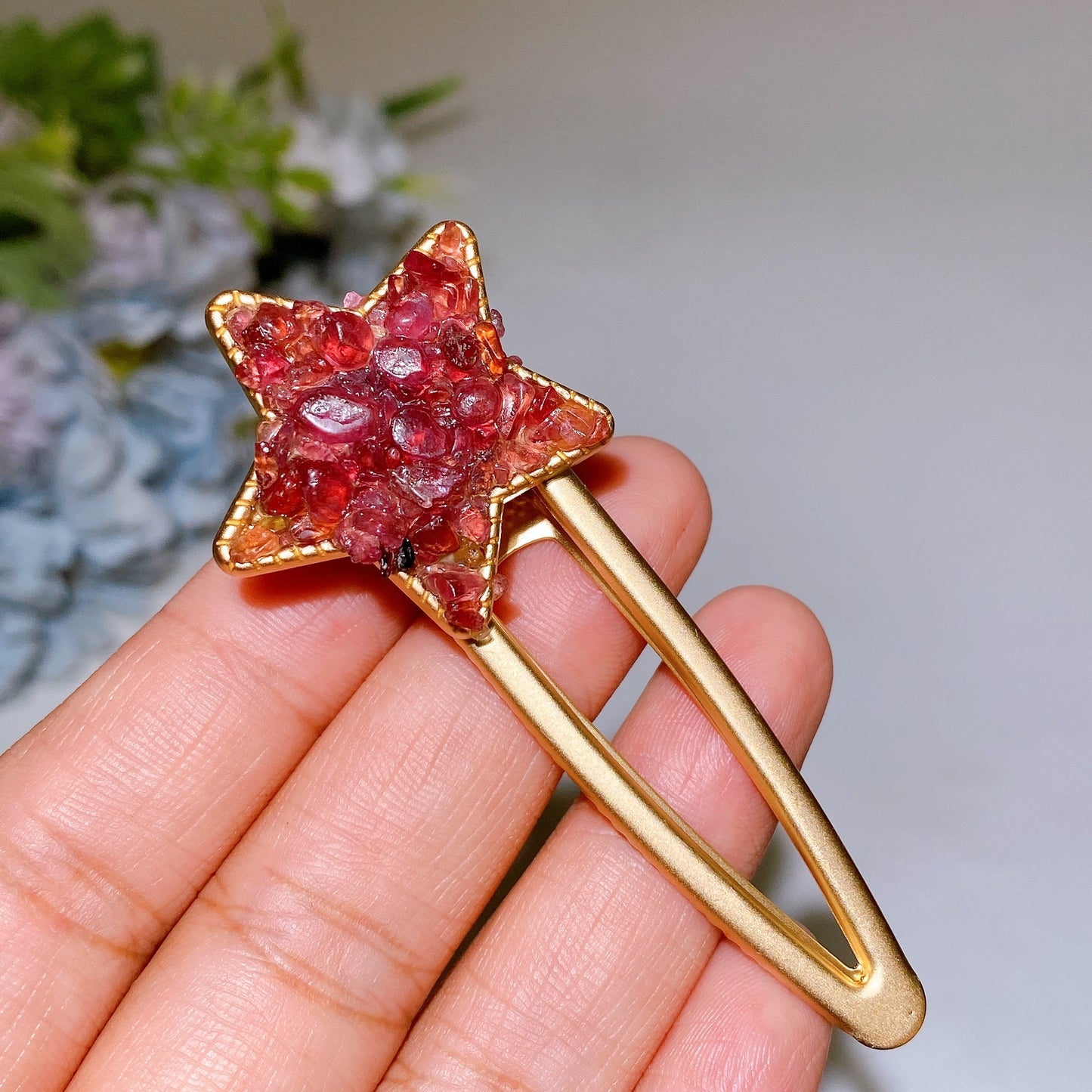 Crystal Chips Round Moon Star Heart Shape Hairpin Crystal Healing Bulk Wholesale