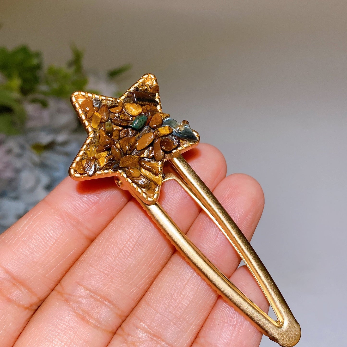 Crystal Chips Round Moon Star Heart Shape Hairpin Crystal Healing Bulk Wholesale