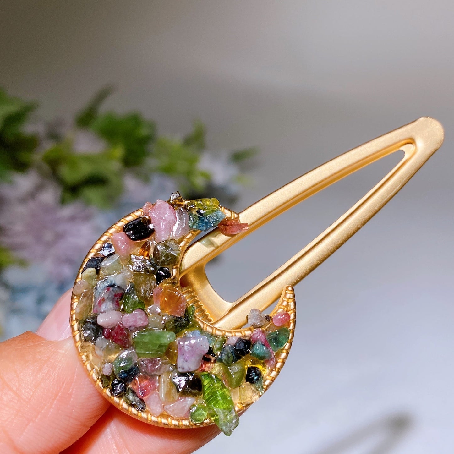 Crystal Chips Round Moon Star Heart Shape Hairpin Crystal Healing Bulk Wholesale