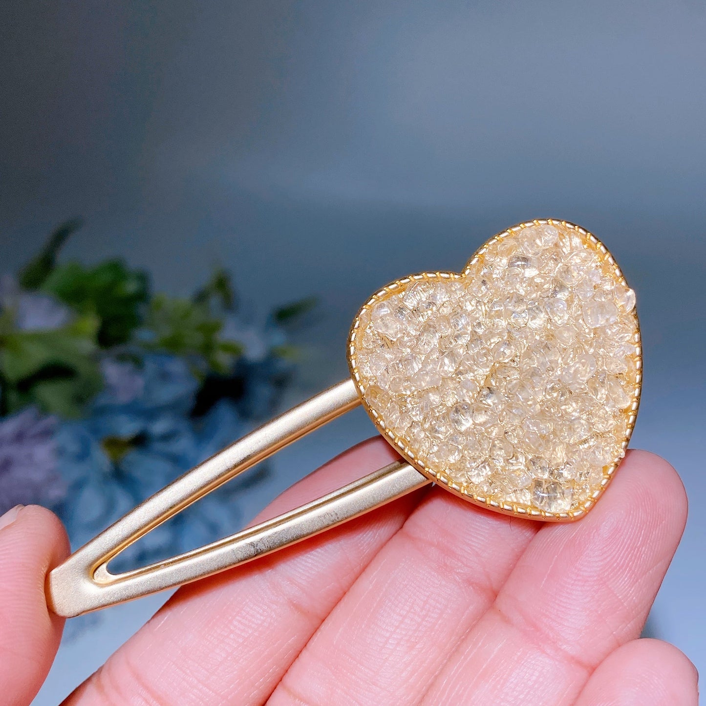 Crystal Chips Round Moon Star Heart Shape Hairpin Crystal Healing Bulk Wholesale