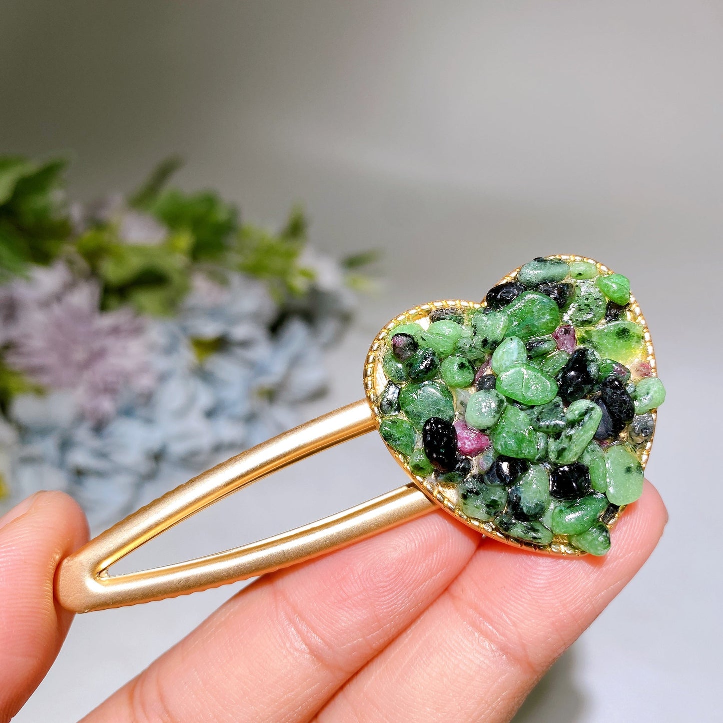 Crystal Chips Round Moon Star Heart Shape Hairpin Crystal Healing Bulk Wholesale
