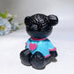 2.7" Black Obsidian Bear Carving with Painting Crystal Healing Bulk Wholesale