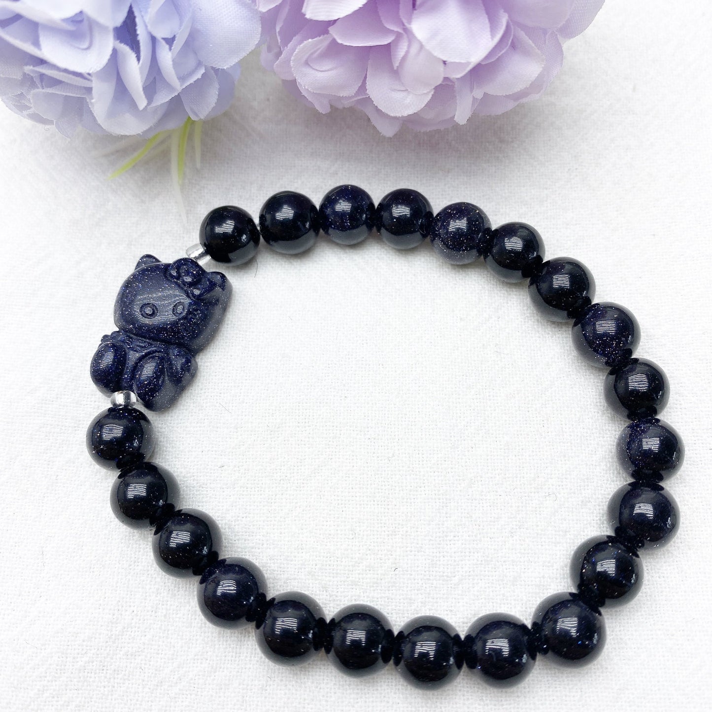 8mm Howlite Blue Sandstone Hello Kitty Bracelet Bulk Wholesale